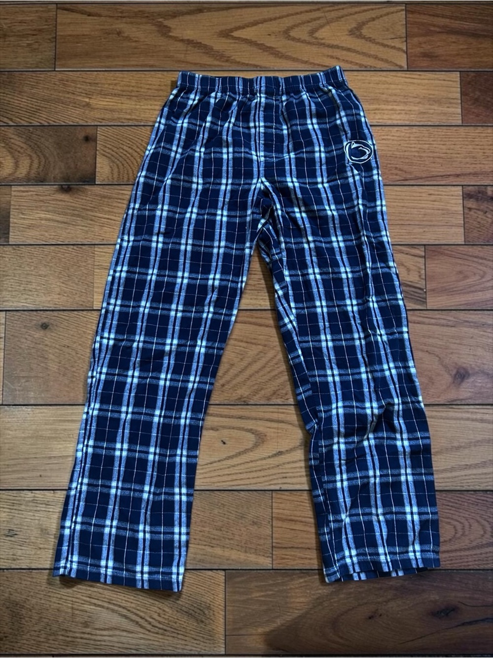 Penn State Nittany Lions Navy Plaid Pajama Lounge Pants 100% Cotton size S/M